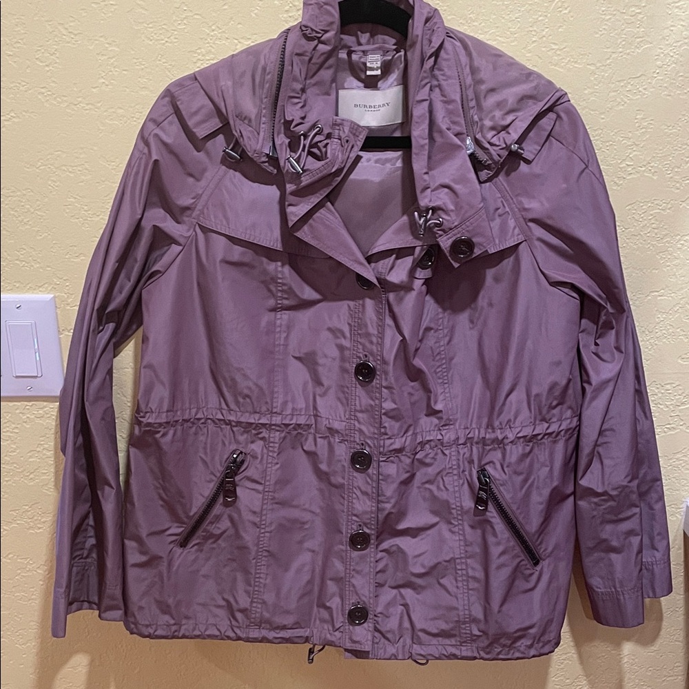 EUC Burberry London 14 Women's Purple Jacket rain windbreaker